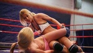 Nikky Thorne & Nataly Von clashing in the ring for lesbian catfight on leakfanatic.com