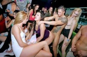 Party going chicks gets wild and crazy with male strippers inside a club on leakfanatic.com