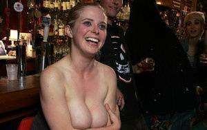 White girl has her asshole penetrated while being gangbanged in a bar on leakfanatic.com