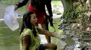 European fetish ladies have some messy fully clothed fun outdoor on leakfanatic.com