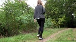 White girl is captured on hidden camera taking a piss in someone's garden on leakfanatic.com