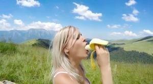 Blonde MILF Jasmine Rouge and her man friend fuck while hiking in high country on leakfanatic.com