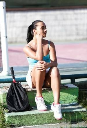 Close ups of sporty European solo babe Ana Rose masturbating outdoors on leakfanatic.com