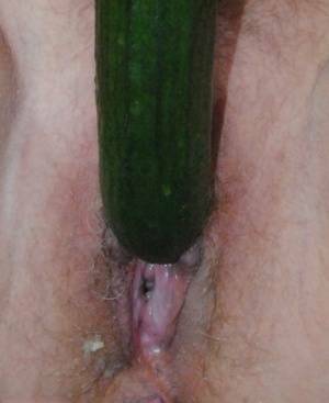 Mature platinum blonde Dimonty masturbates with a banana and a cucumber on leakfanatic.com