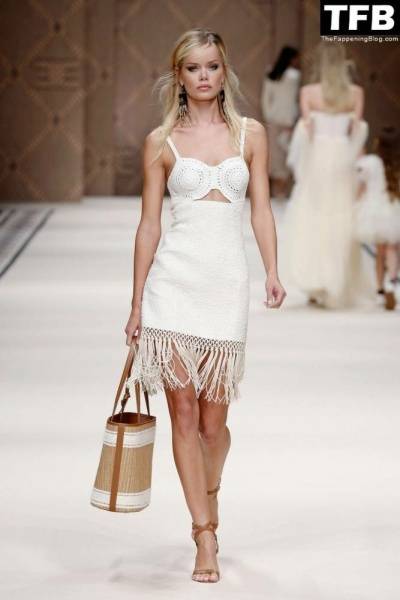 Frida Aasen Displays Her Nude Tits & Sexy Legs at Elisabetta Franchi 19s Fashion Show in Milan on leakfanatic.com