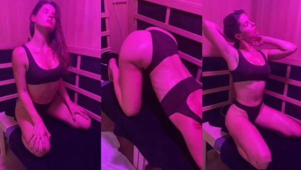 Amanda Cerny Bikini Sauna Stretching OnlyFans Video  on leakfanatic.com