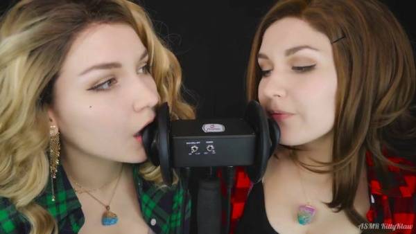 KittyKlaw ASMR - Patreon ASMR TWIN Ear LICKING - Mouth Sound on leakfanatic.com