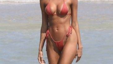 Debbie St. Pierre Shows Off Her Stunning Figure on the Beach in Miami on leakfanatic.com