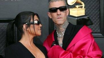 Kourtney Kardashian & Travis Barker Attend First Grammys in Las Vegas on leakfanatic.com