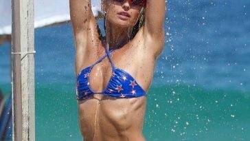 Izabel Goulart Cools Off After a Busy Afternoon Posing on the Beach on leakfanatic.com