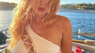 Bella Thorne Looks Hot in a White Bikini on leakfanatic.com