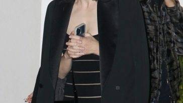 Braless Alexandra Daddario Leaves the Giorgio Armani Oscars Pre-party on leakfanatic.com