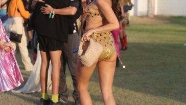 Holly Scarfone Takes Over Coachella in an Embellished Golden Bikini on leakfanatic.com