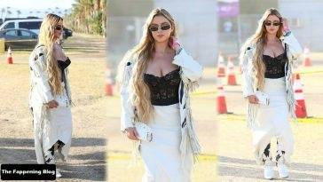 Demi Rose Wears a Busty Laced Top at Coachella on leakfanatic.com