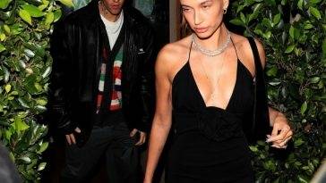 Justin and Hailey Bieber Leave After Dinner at Giorgio Baldi on leakfanatic.com