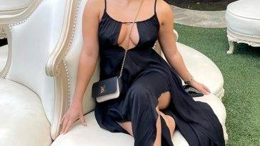 Francia Raisa Shows Her Pokies in a Black Dress on leakfanatic.com