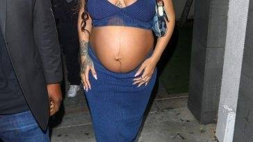 Rihanna Shows Off Her Massive Bulging Belly Leaving After Dinner at Nobu on leakfanatic.com