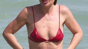 Melissa Cohen Looks Fit and Fabulous in a Tiny Red Bikini as She Relaxes in Rio de Janeiro on leakfanatic.com