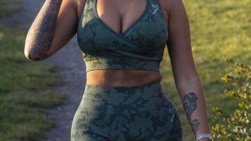 Nikita Jasmine Shows Off Her Ample Cleavage in a Camouflage Exercise Outfit on leakfanatic.com