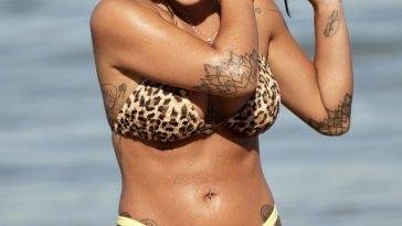 Ella Ding Shows Off Her Amazing Bikini Body at the Brighton Beach Huts on leakfanatic.com