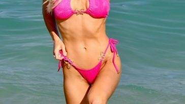 Joy Corrigan Shows Off Her Sexy Bikini Body on the Beach in Miami on leakfanatic.com