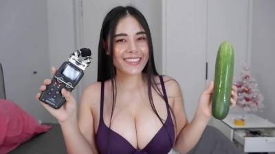 ASMR Wan - Scrathing, tapping on my body at last - Cucumber licking on leakfanatic.com