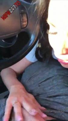 Anissa Kate risky pov blowjob in the car onlyfans porn videos on leakfanatic.com