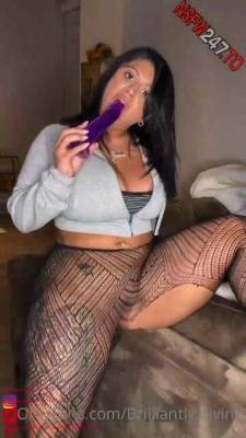 Brilliantly Divine fucks herself with purple dildo after giving a sloppy blowjob porn videos on leakfanatic.com