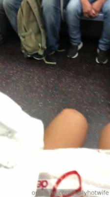 HOLLYHOTWIFE Video of me letting all of the guys on the subway look up my dress onlyfans porn videos on leakfanatic.com
