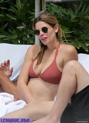  Ashley Greene Relaxing In A Bikini in Miami Beach on leakfanatic.com