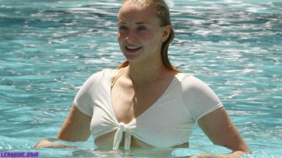 Sophie Turner caught in a bikini and wet flannel on leakfanatic.com
