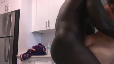 Louiesmalls quickie in the kitchen BBC doggystyle interracial XXX porn videos on leakfanatic.com