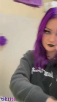 Goth girl shows her small plum tits on leakfanatic.com