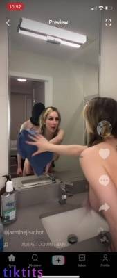 Maid in sexy lingerie rubs a mirror and imagines being fucked by some stranger for TikTok porn on leakfanatic.com