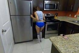 Mustache Guy started using her While Lexi Aaane cleaning Kitchen 23 min on leakfanatic.com