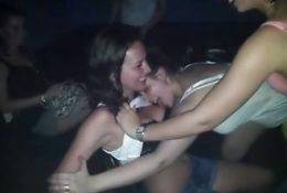 She gets her boobs eaten by friends in nightclub! on leakfanatic.com