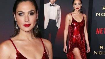 Gal Gadot Oozes Glamour in a Red Sequin Gown at the Red Notice Premiere in LA on leakfanatic.com