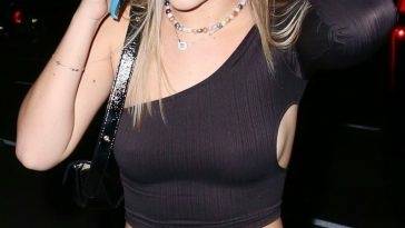 Braless Madelyn Cline Looks Stylish While Arriving at a Simple Gospel Event on leakfanatic.com