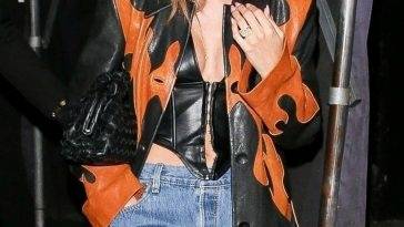 Hailey Bieber Flaunts Her Sexy Tits as She Exits a Party at The Nice Guy on leakfanatic.com