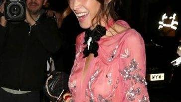 Alexa Chung Nipples in See Through Dress at London Fashion Week on leakfanatic.com