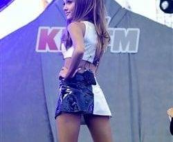 Ariana Grande Performs In A Leather Mini Skirt on leakfanatic.com