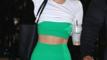 Kendall Jenner is Out and About in Beverly Hills Feeling Lucky in Green on leakfanatic.com