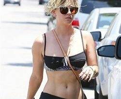 Kaley Cuoco Out In Just A Bra And Yoga Pants on leakfanatic.com