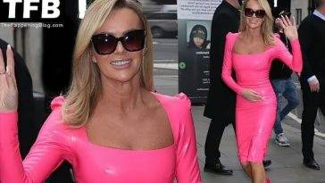 Amanda Holden Looks Hot in a Pink Latex Dress on leakfanatic.com