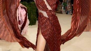 Valentina Sampaio Poses at the 2021 Met Gala in New York - New York on leakfanatic.com