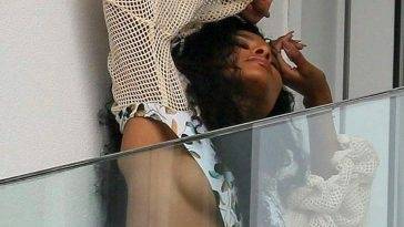 Ciara Sexy Underboobs On Her Hotel Balcony on leakfanatic.com