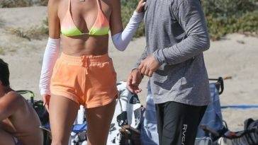 Alessandra Ambrosio & Richard Lee Play Volleyball with Friends in Santa Monica on leakfanatic.com