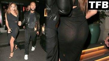 Chrissy Teigen Flaunts Her Sexy Legs and Butt at Tonnie Scott’s Jazz Club in London on leakfanatic.com