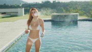Bella Thorne Nude Pool White Bikini Teasing Video Leaked on leakfanatic.com