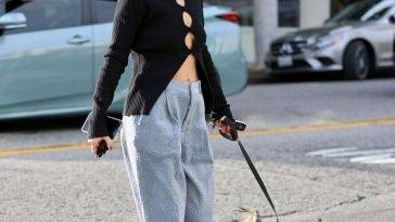 Braless Cara Santana Flashes Her Toned Midriff While Heading to a Hair Salon on leakfanatic.com